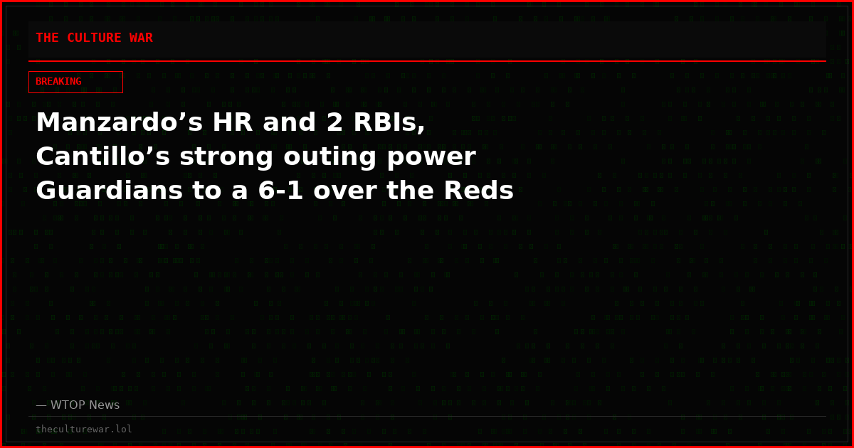 Manzardo’s HR and 2 RBIs, Cantillo’s strong outing power Guardians to a 6-1 over the Reds