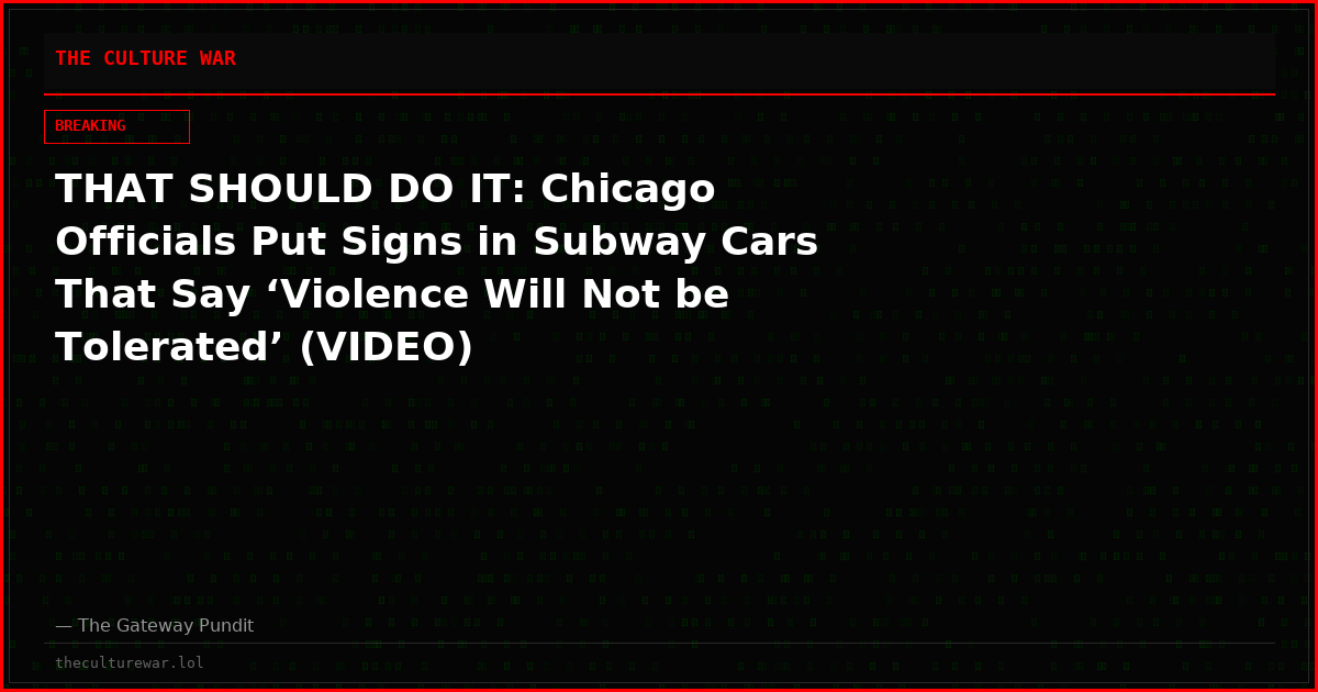 THAT SHOULD DO IT: Chicago Officials Put Signs in Subway Cars That Say ‘Violence Will Not be Tolerated’ (VIDEO)