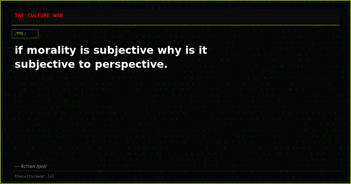 if morality is subjective why is it subjective to perspective.