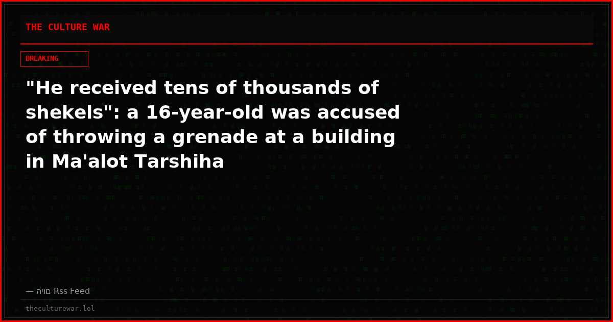 "He received tens of thousands of shekels": a 16-year-old was accused of throwing a grenade at a building in Ma'alot Tarshiha