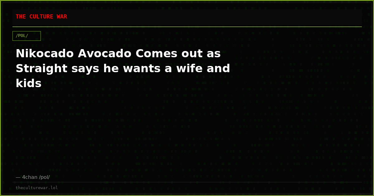 Nikocado Avocado Comes out as Straight says he wants a wife and kids