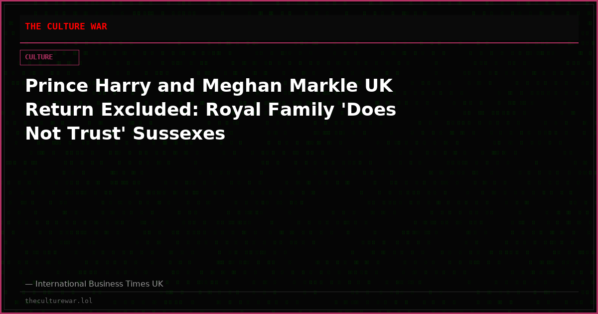 Prince Harry and Meghan Markle UK Return Excluded: Royal Family 'Does Not Trust' Sussexes