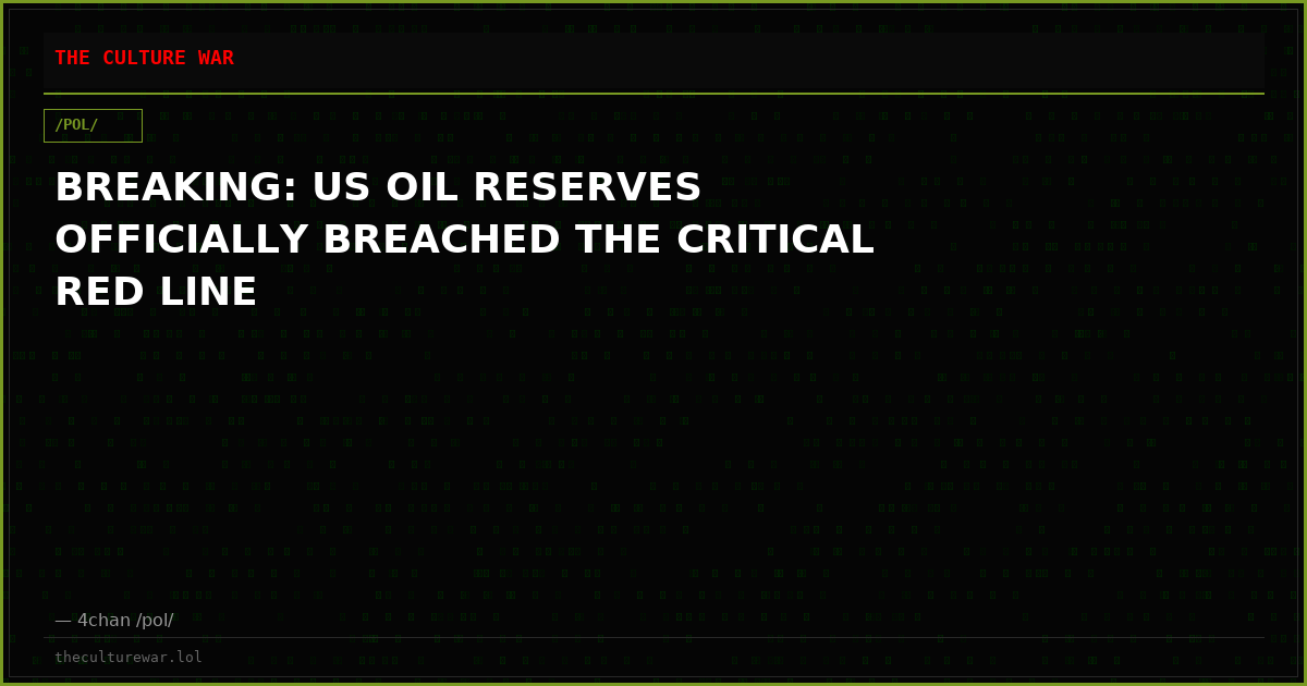 BREAKING: US OIL RESERVES OFFICIALLY BREACHED THE CRITICAL RED LINE