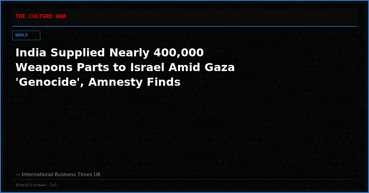 India Supplied Nearly 400,000 Weapons Parts to Israel Amid Gaza 'Genocide', Amnesty Finds