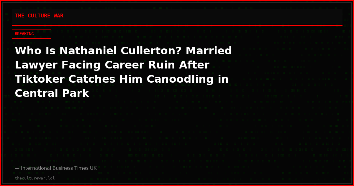 Who Is Nathaniel Cullerton? Married Lawyer Facing Career Ruin After Tiktoker Catches Him Canoodling in Central Park