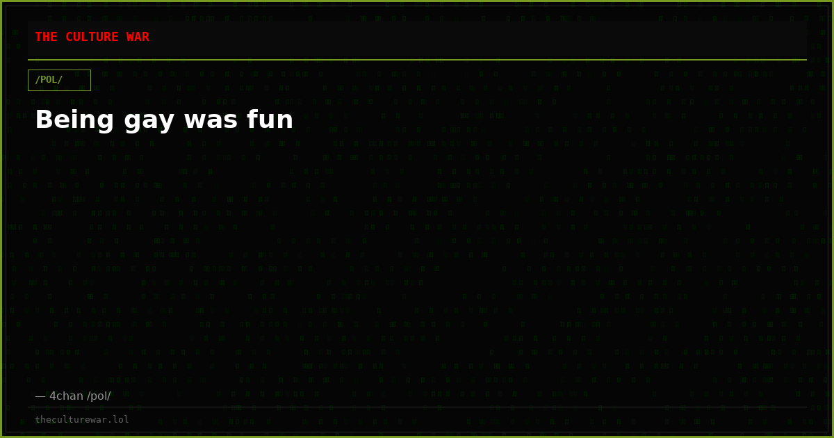 Being gay was fun