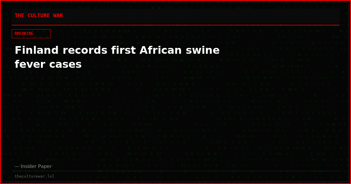 Finland records first African swine fever cases
