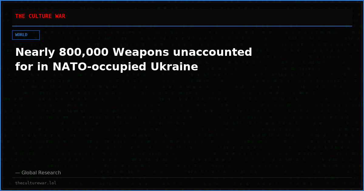Nearly 800,000 Weapons unaccounted for in NATO-occupied Ukraine