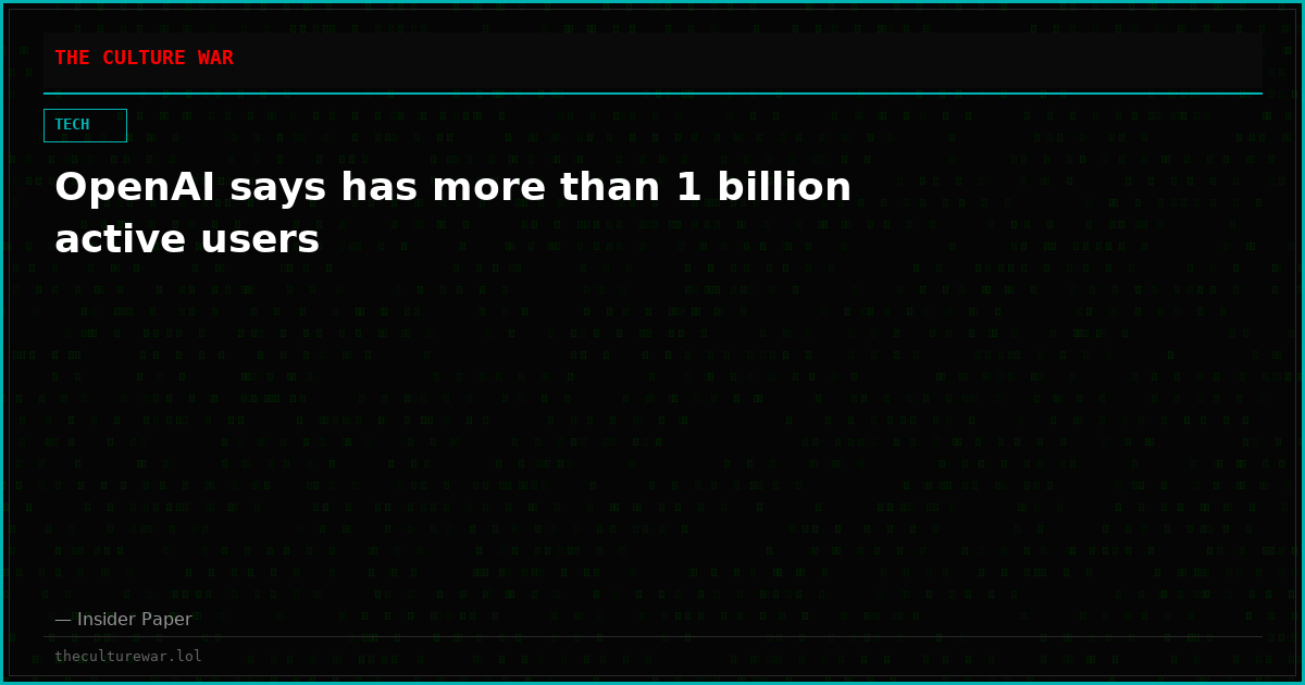 OpenAI says has more than 1 billion active users