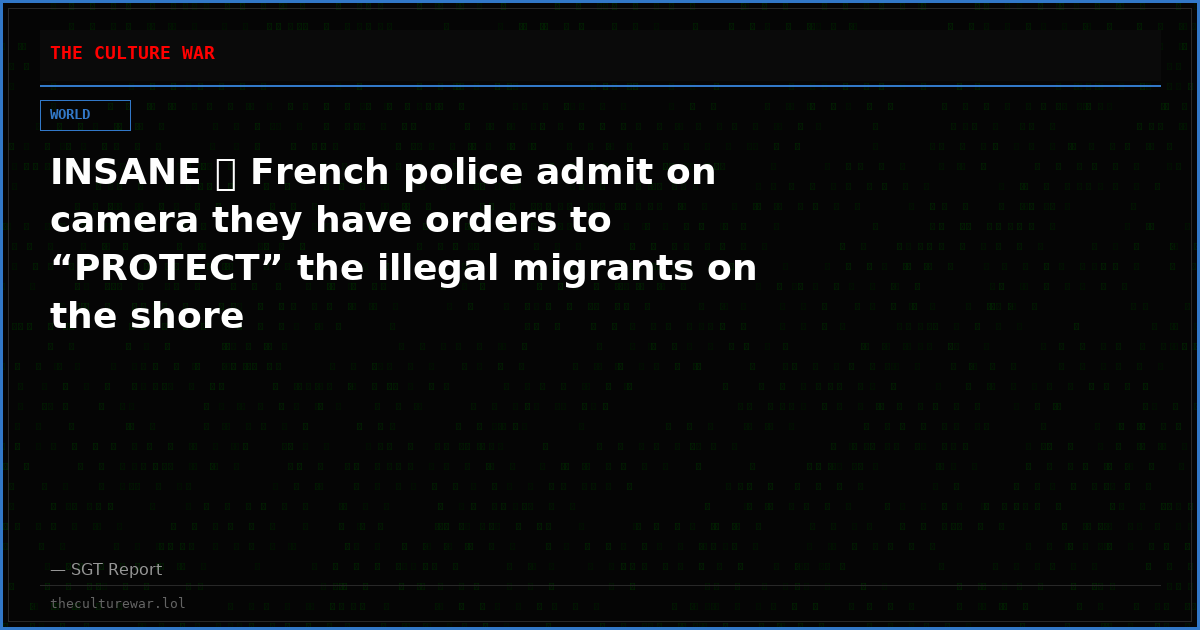 INSANE 🚨 French police admit on camera they have orders to “PROTECT” the illegal migrants on the shore