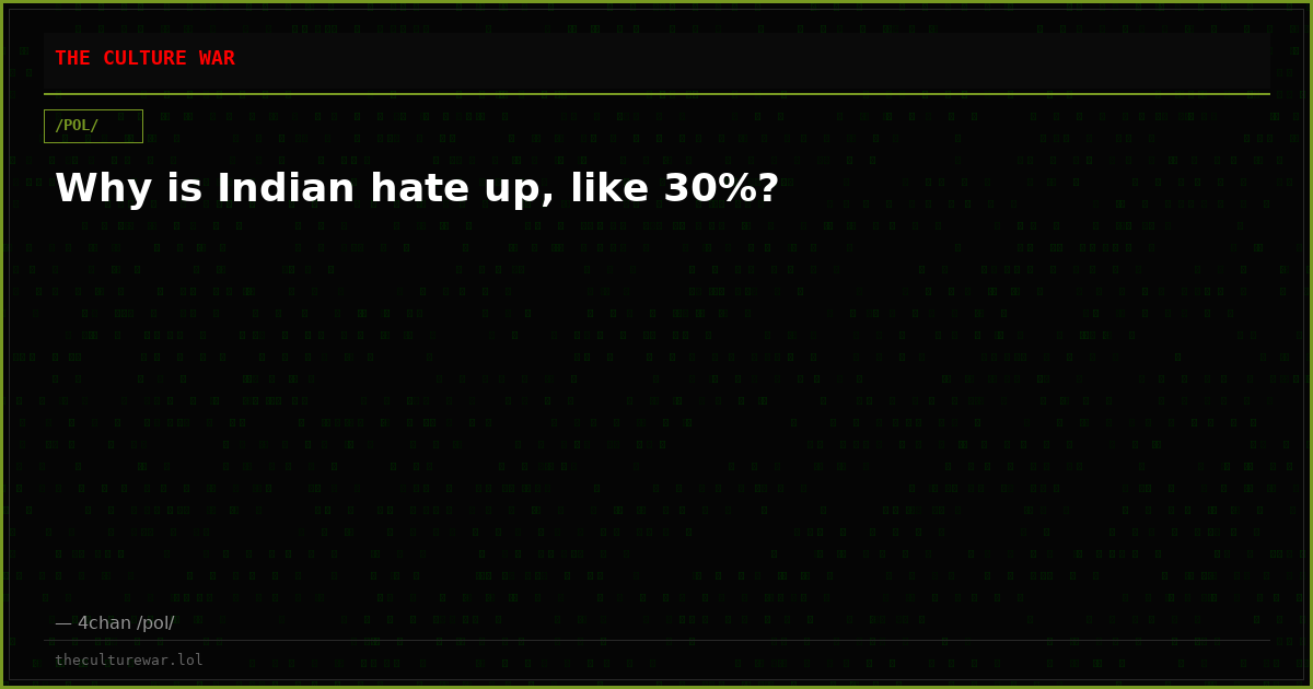 Why is Indian hate up, like 30%?