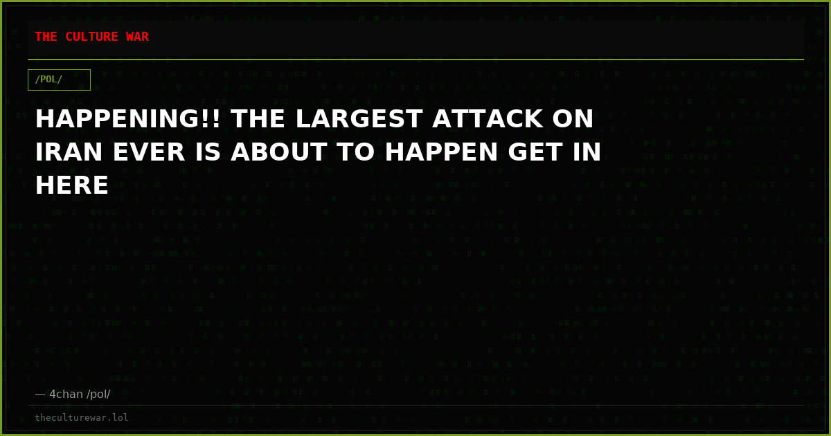 HAPPENING!! THE LARGEST ATTACK ON IRAN EVER IS ABOUT TO HAPPEN GET IN HERE