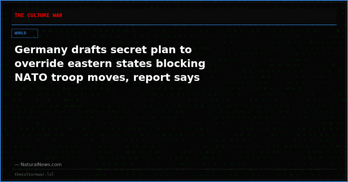 Germany drafts secret plan to override eastern states blocking NATO troop moves, report says