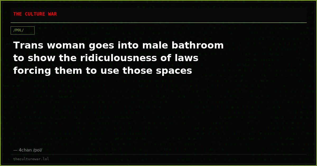 Trans woman goes into male bathroom to show the ridiculousness of laws forcing them to use those spaces