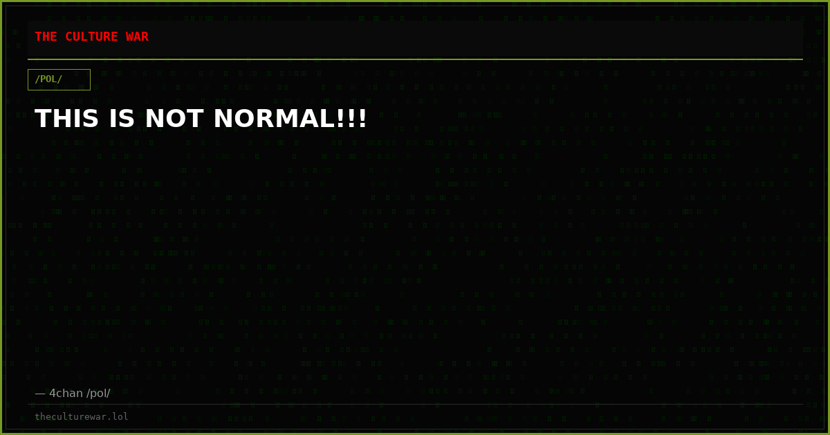 THIS IS NOT NORMAL!!!