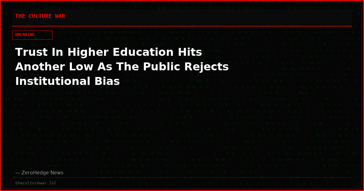 Trust In Higher Education Hits Another Low As The Public Rejects Institutional Bias