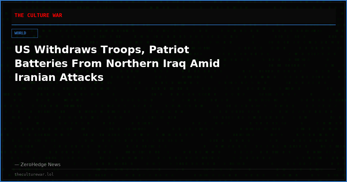 US Withdraws Troops, Patriot Batteries From Northern Iraq Amid Iranian Attacks