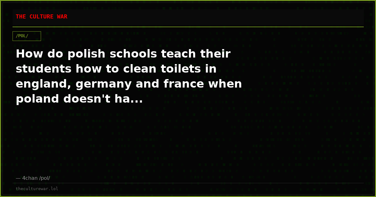 How do polish schools teach their students how to clean toilets in england, germany and france when poland doesn't ha...