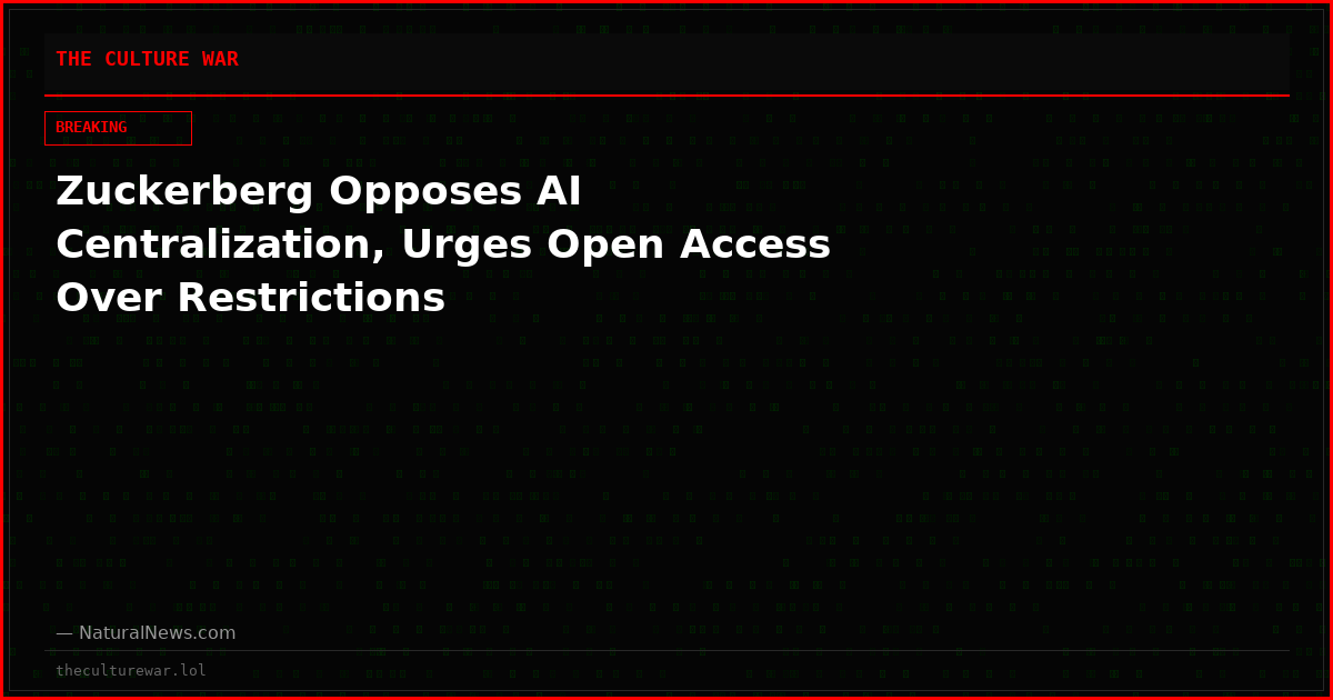 Zuckerberg Opposes AI Centralization, Urges Open Access Over Restrictions