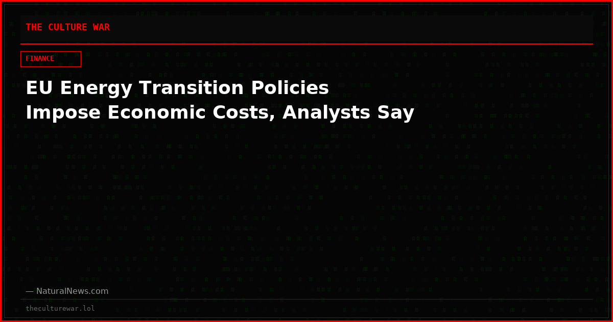EU Energy Transition Policies Impose Economic Costs, Analysts Say
