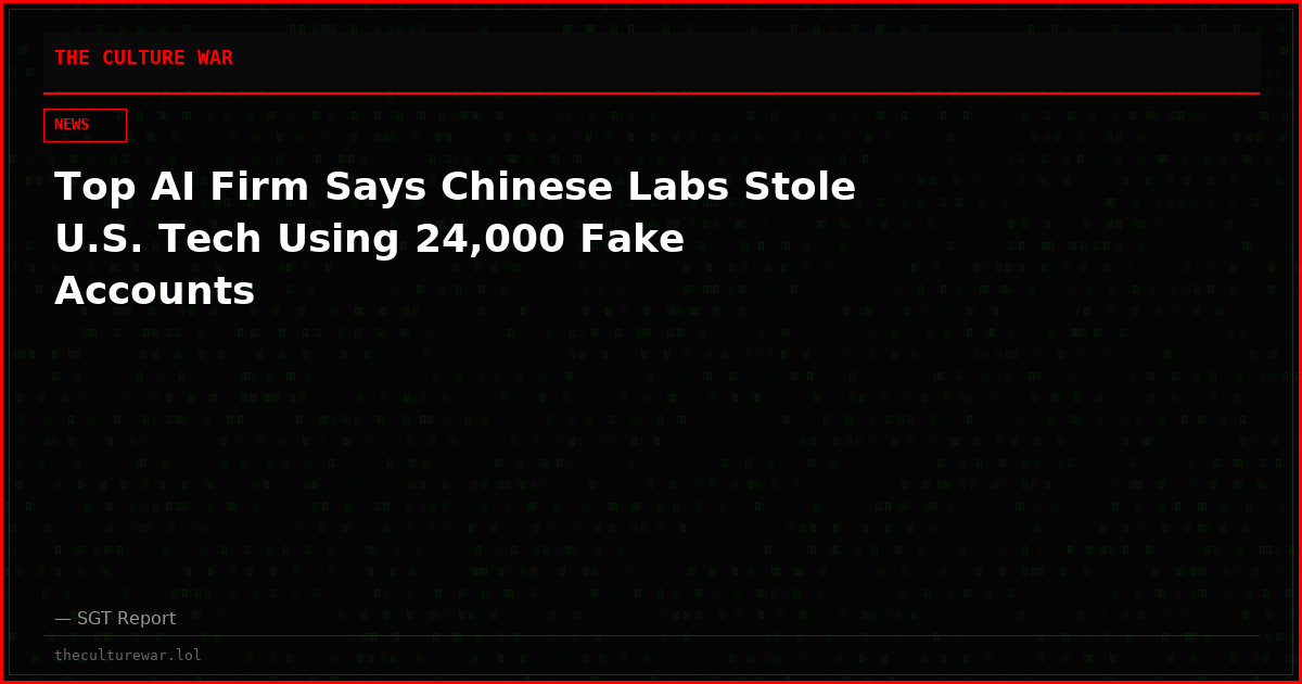Top AI Firm Says Chinese Labs Stole U.S. Tech Using 24,000 Fake Accounts