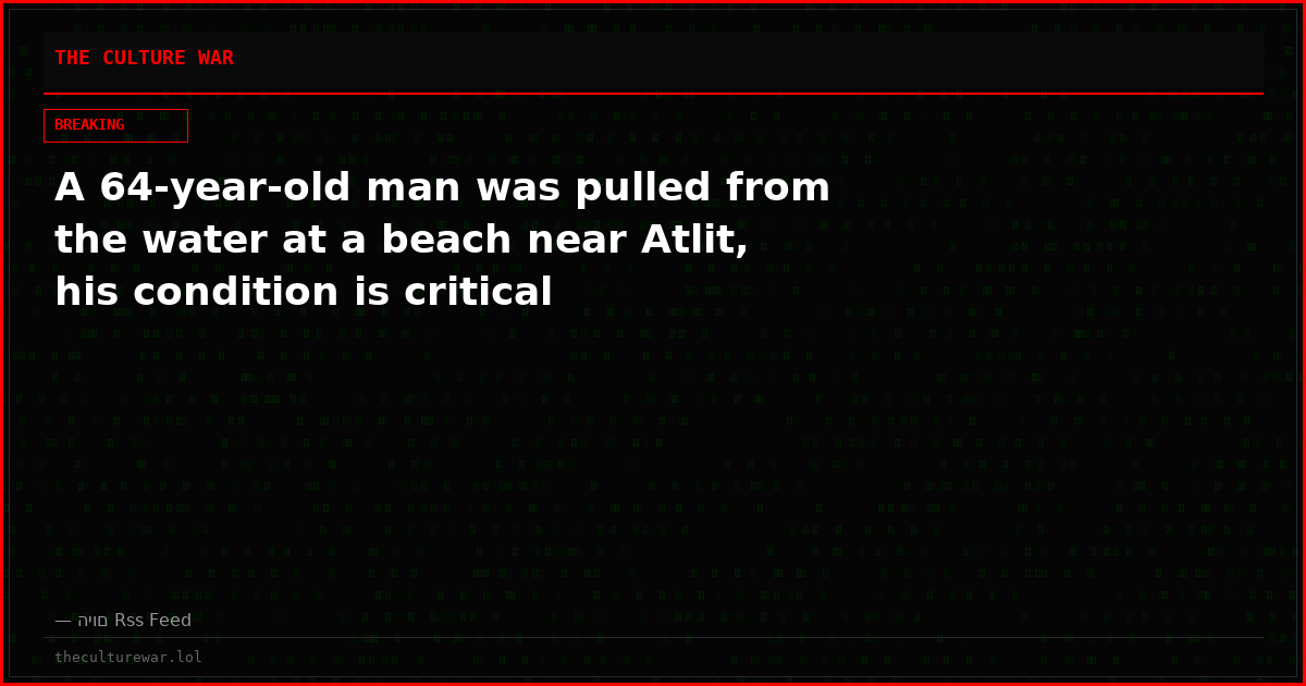 A 64-year-old man was pulled from the water at a beach near Atlit, his condition is critical