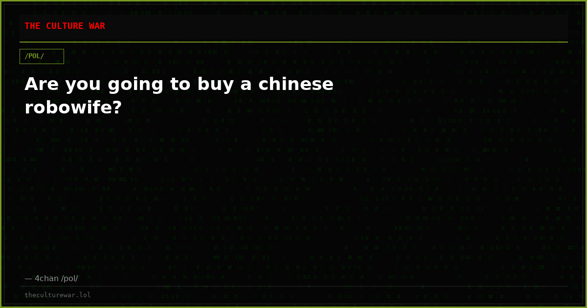 Are you going to buy a chinese robowife?