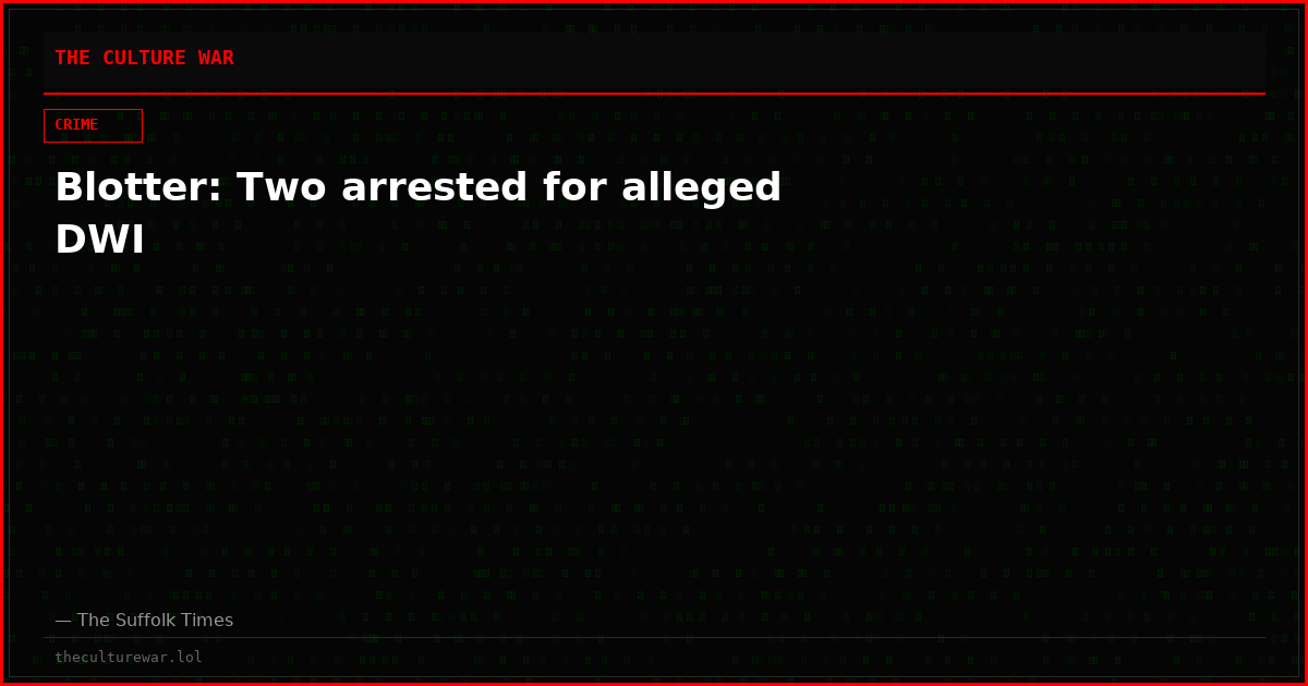 Blotter: Two arrested for alleged DWI