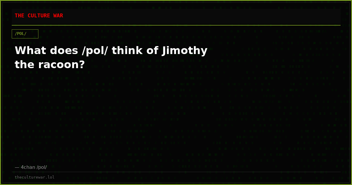 What does /pol/ think of Jimothy the racoon?