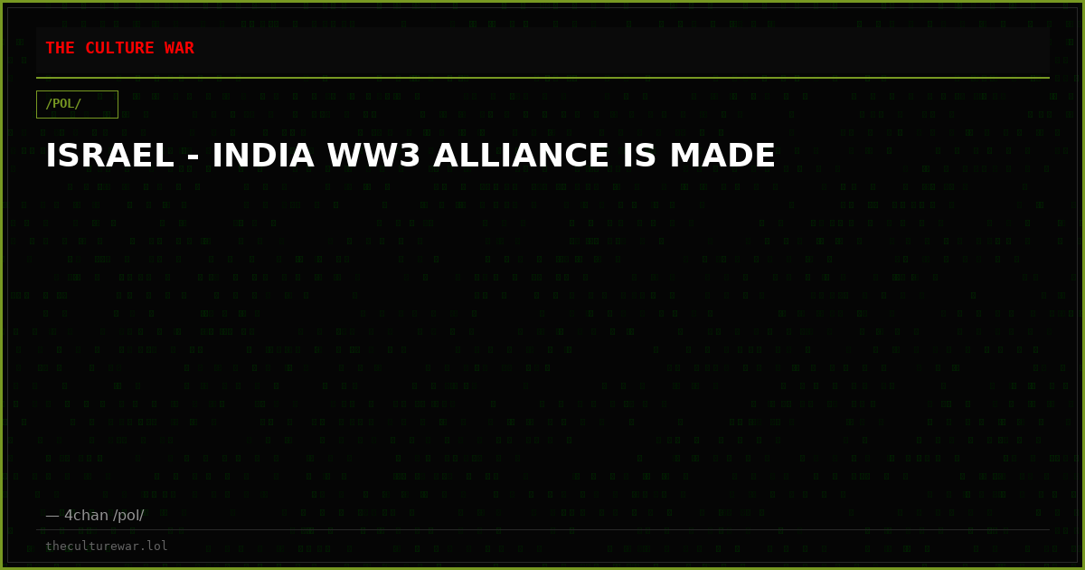 ISRAEL - INDIA WW3 ALLIANCE IS MADE