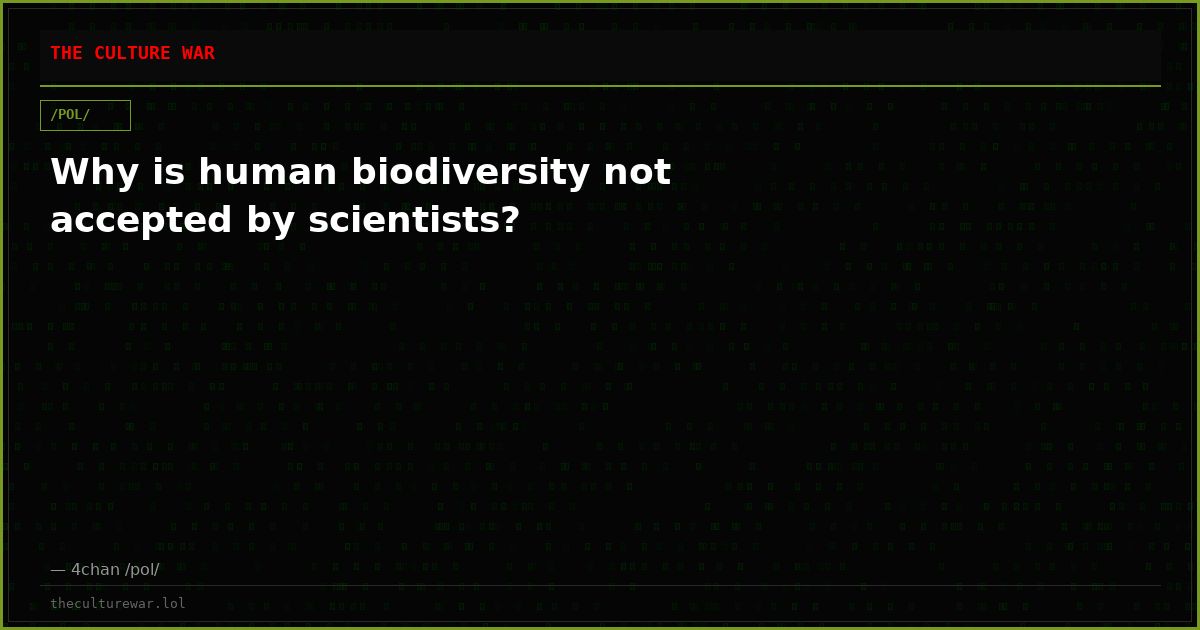 Why is human biodiversity not accepted by scientists?