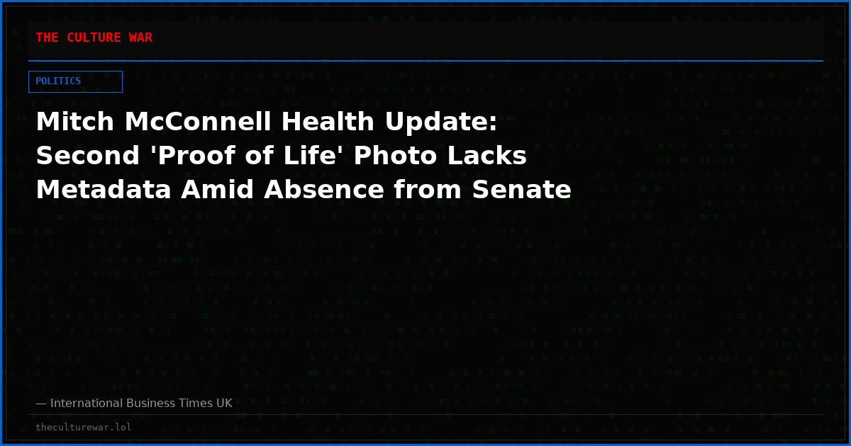 Mitch McConnell Health Update: Second 'Proof of Life' Photo Lacks Metadata Amid Absence from Senate