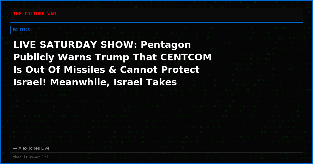 LIVE SATURDAY SHOW: Pentagon Publicly Warns Trump That CENTCOM Is Out Of Missiles & Cannot Protect Israel! Meanwhile, Israel Takes Credit For Instigating Moroccan Invasion Of Spain’s Ceuta! Plus, Zelensky Hits Panic Button — Share This Feed!
