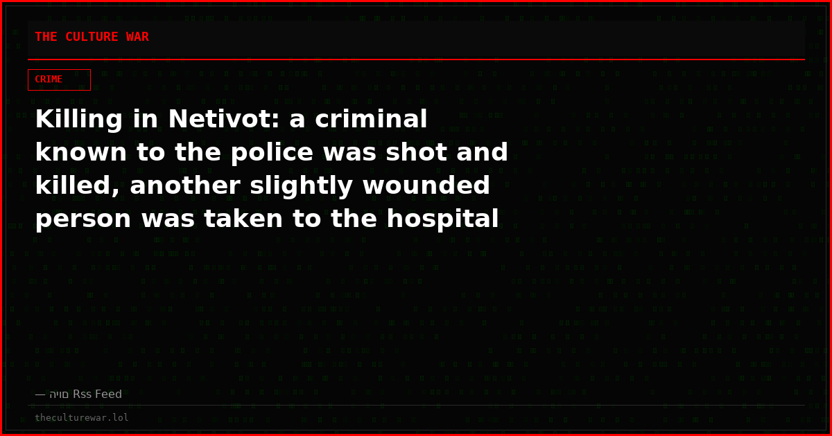 Killing in Netivot: a criminal known to the police was shot and killed, another slightly wounded person was taken to the hospital