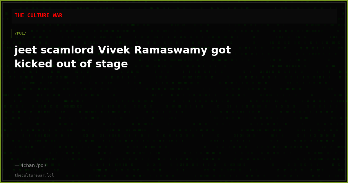 jeet scamlord Vivek Ramaswamy got kicked out of stage