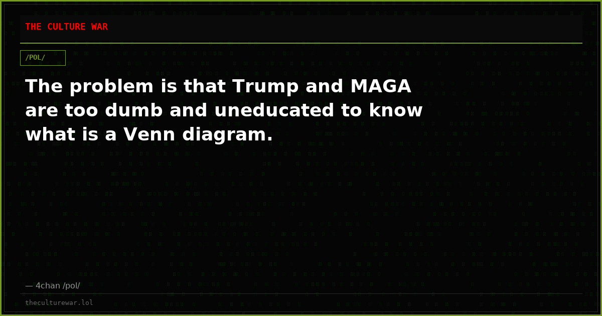 The problem is that Trump and MAGA are too dumb and uneducated to know what is a Venn diagram.