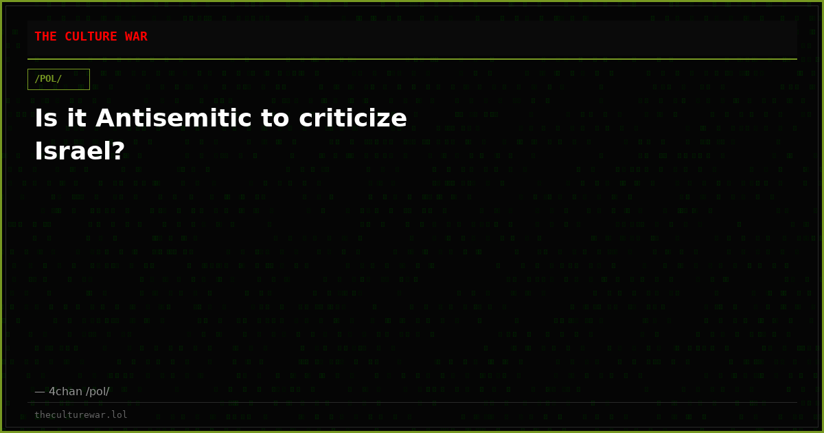 Is it Antisemitic to criticize Israel?