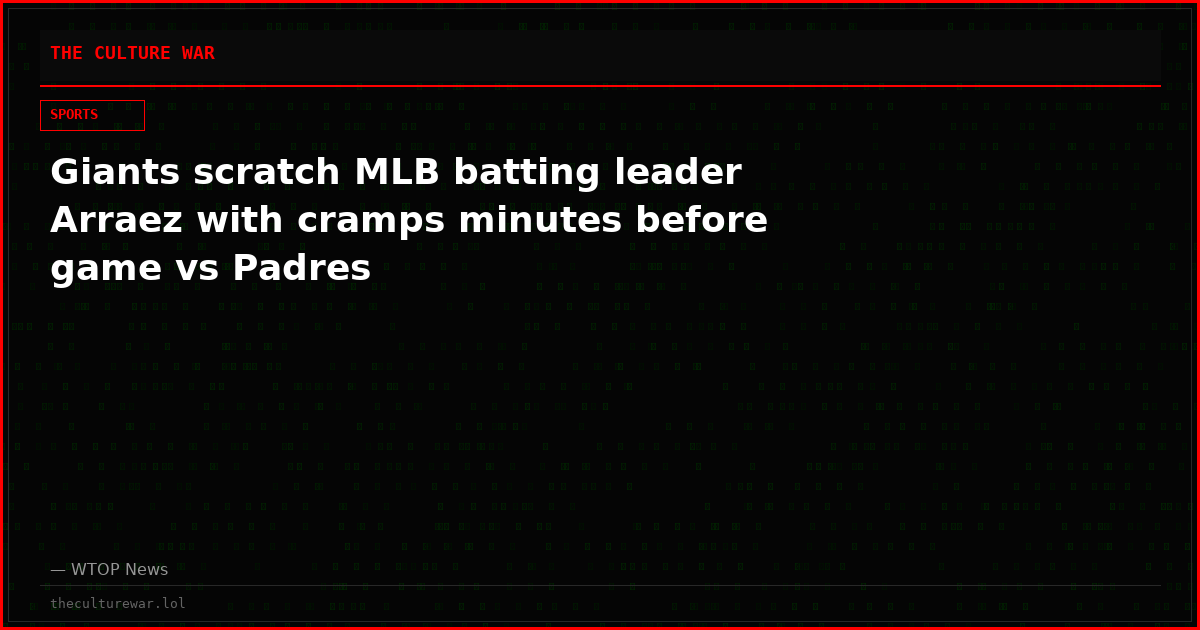 Giants scratch MLB batting leader Arraez with cramps minutes before game vs Padres