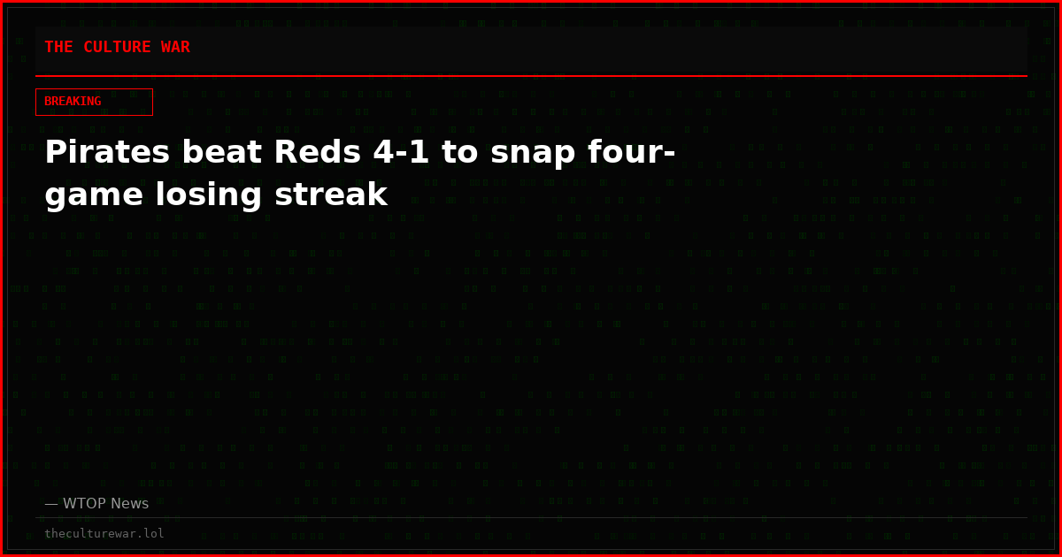 Pirates beat Reds 4-1 to snap four-game losing streak
