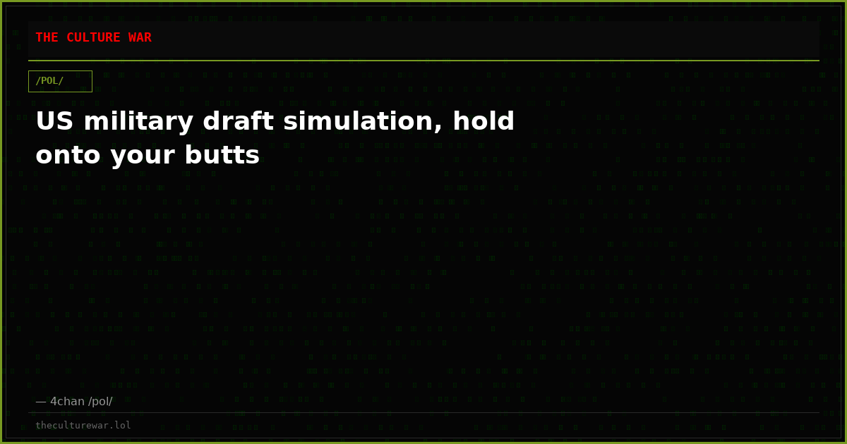 US military draft simulation, hold onto your butts