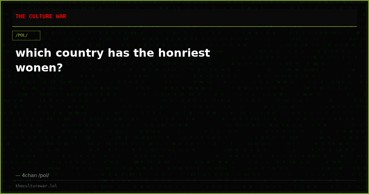 which country has the honriest wonen?