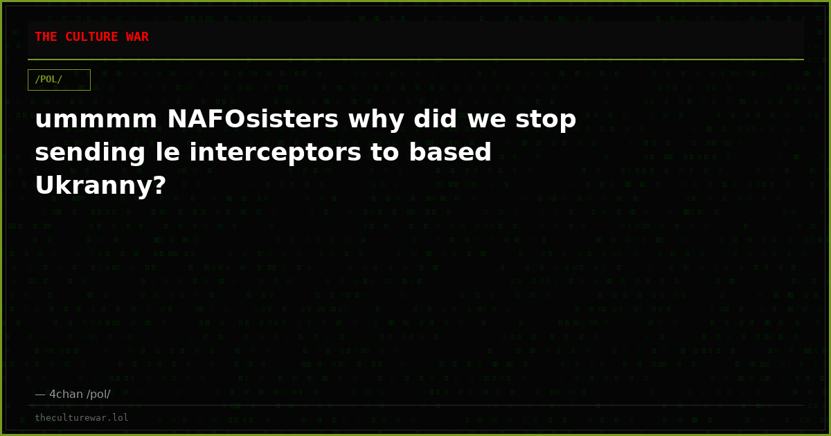 ummmm NAFOsisters why did we stop sending le interceptors to based Ukranny?