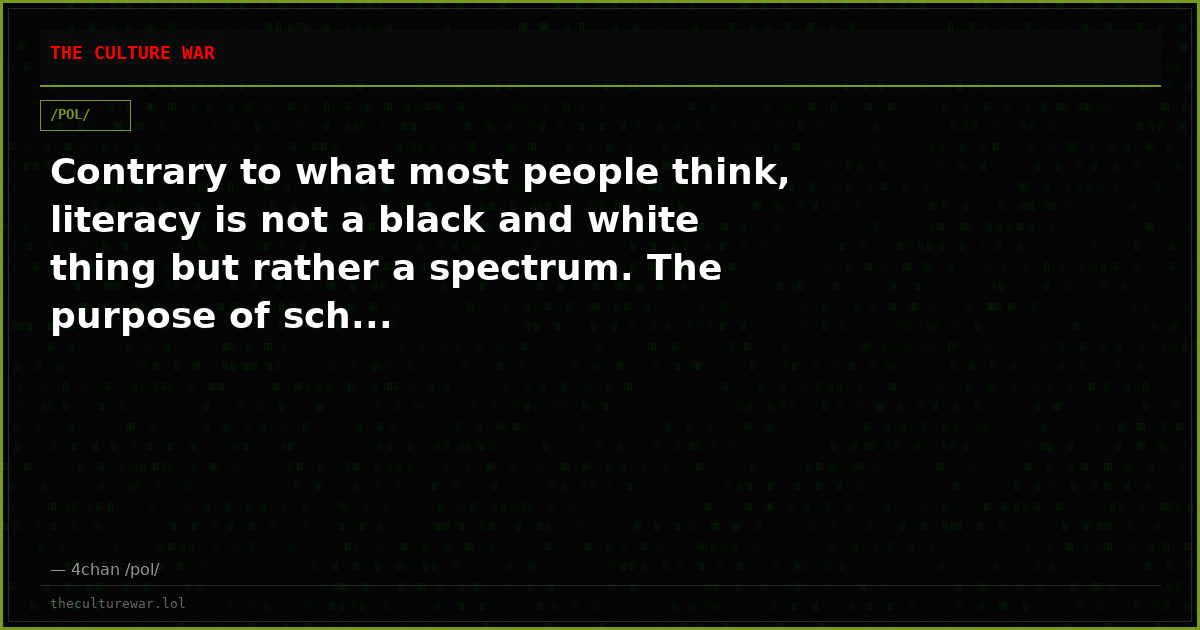 Contrary to what most people think, literacy is not a black and white thing but rather a spectrum. The purpose of sch...