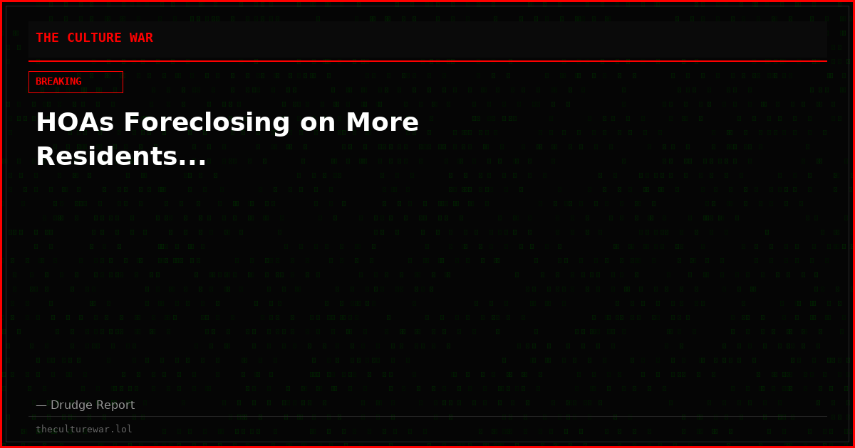 HOAs Foreclosing on More Residents...