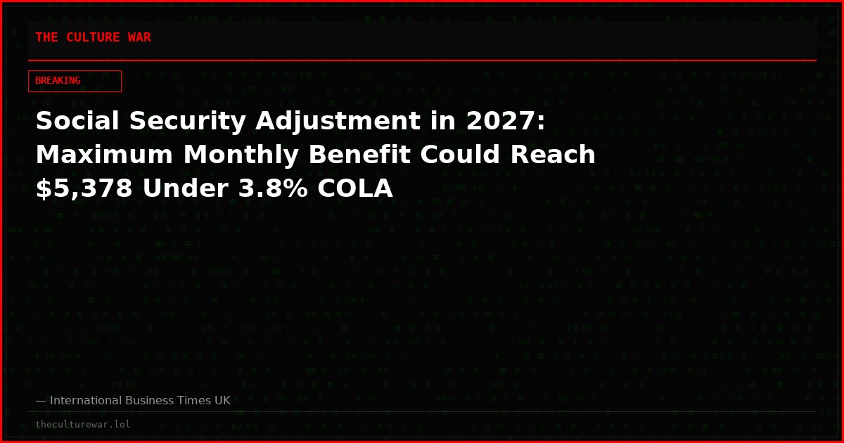 Social Security Adjustment in 2027: Maximum Monthly Benefit Could Reach $5,378 Under 3.8% COLA