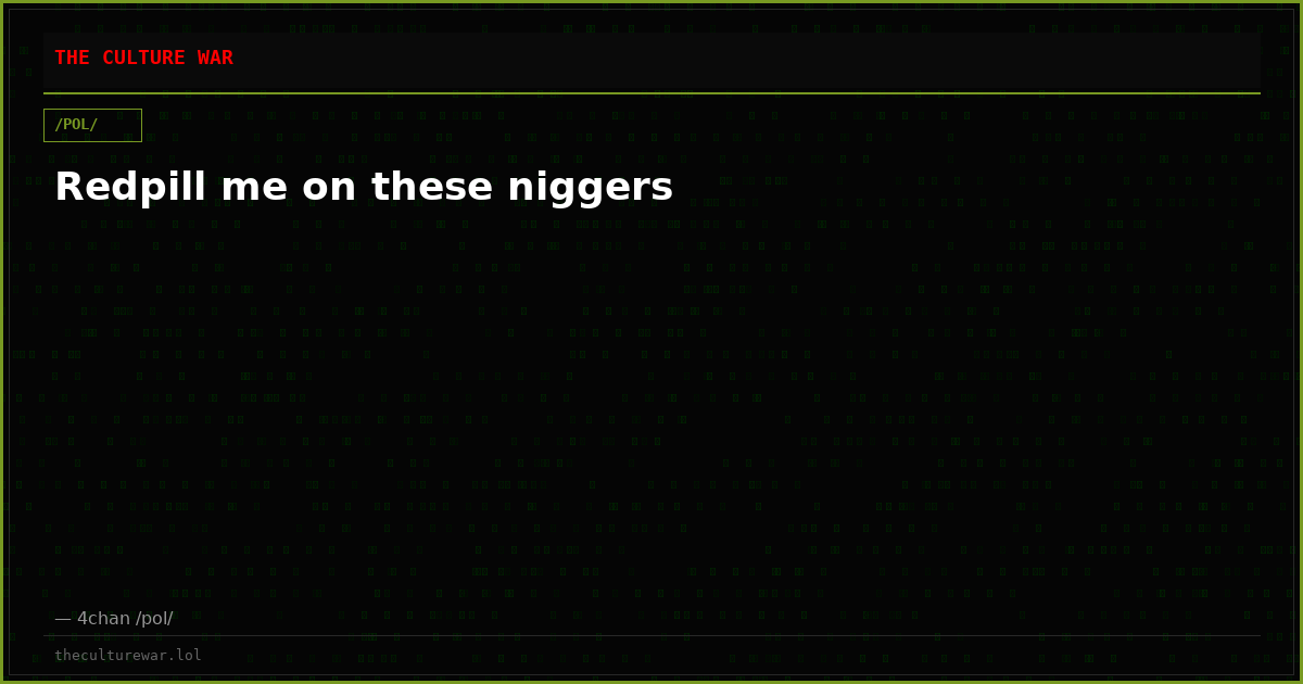 Redpill me on these niggers