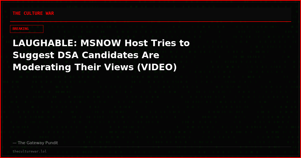 LAUGHABLE: MSNOW Host Tries to Suggest DSA Candidates Are Moderating Their Views (VIDEO)