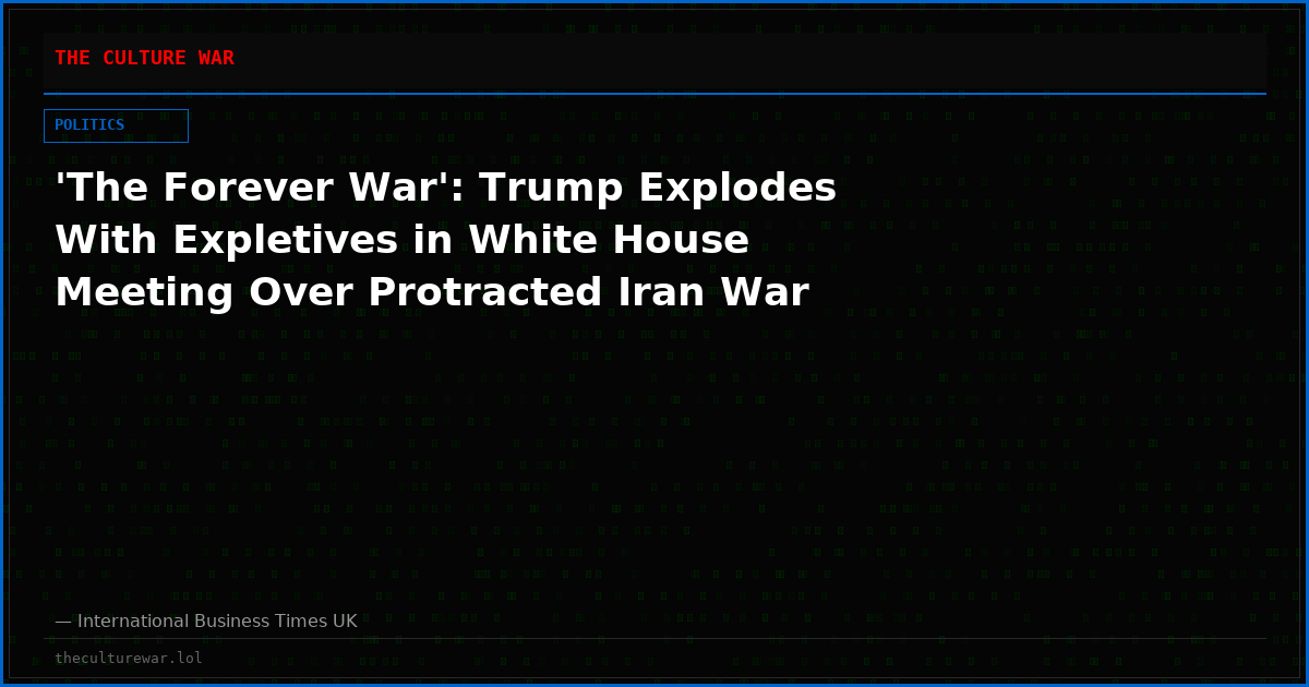 'The Forever War': Trump Explodes With Expletives in White House Meeting Over Protracted Iran War
