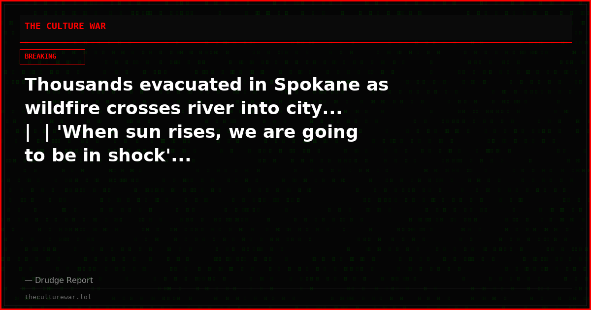 Thousands evacuated in Spokane as wildfire crosses river into city... |  | 'When sun rises, we are going to be in shock'...