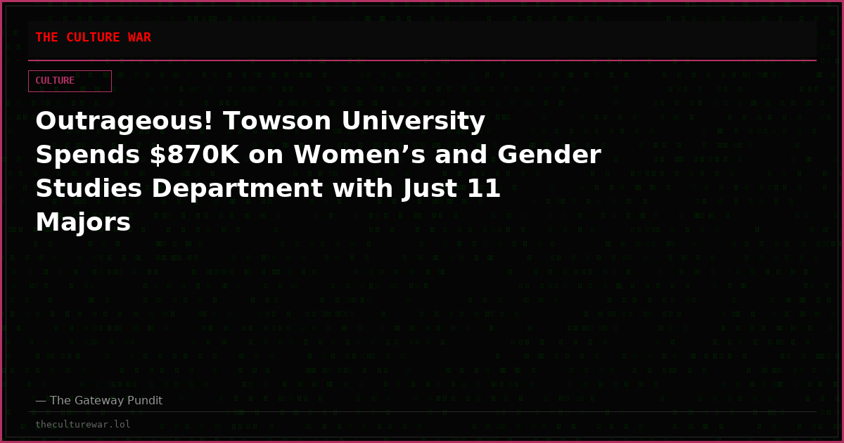 Outrageous! Towson University Spends $870K on Women’s and Gender Studies Department with Just 11 Majors